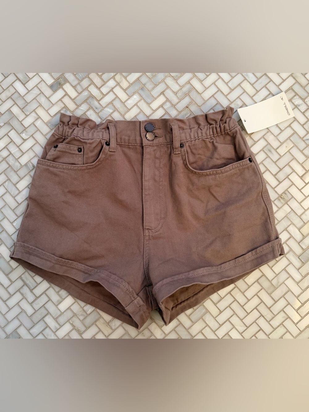 High-Waist Paperbag Women's Shorts in Brown